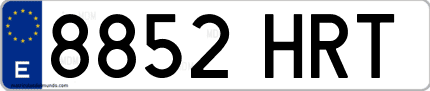 Ejemplo de matrícula de coche ordinaria 8852 HRT