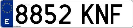 Ejemplo de matrícula española 8852 KNF
