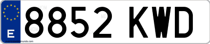 Ejemplo de matrícula de coche ordinaria 8852 KWD