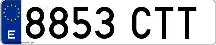 Ejemplo de matrícula española 8853 CTT