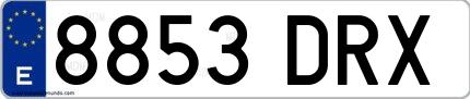 Ejemplo de matrícula española 8853 DRX