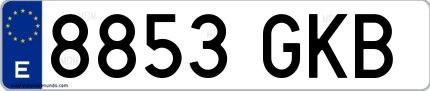 Ejemplo de matrícula española 8853 GKB