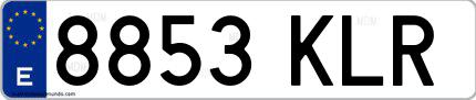 Ejemplo de matrícula española 8853 KLR