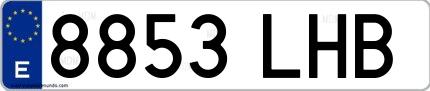 Ejemplo de matrícula española 8853 LHB