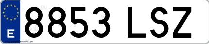 Ejemplo de matrícula española 8853 LSZ