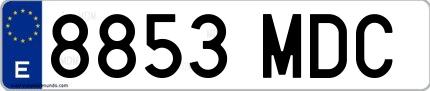 Ejemplo de matrícula española 8853 MDC