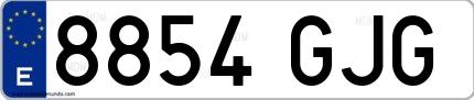 Ejemplo de matrícula española 8854 GJG