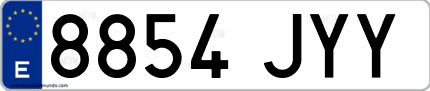 Ejemplo de matrícula de coche ordinaria 8854 JYY
