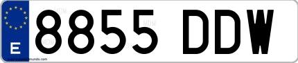 Ejemplo de matrícula española 8855 DDW