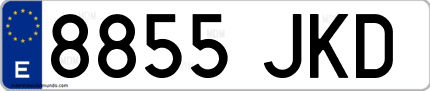 Ejemplo de matrícula de coche ordinaria 8855 JKD