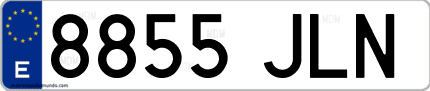 Ejemplo de matrícula de coche ordinaria 8855 JLN