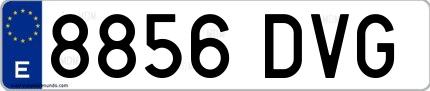 Ejemplo de matrícula española 8856 DVG