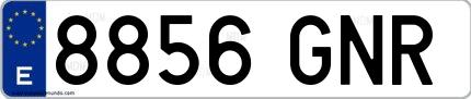 Ejemplo de matrícula española 8856 GNR