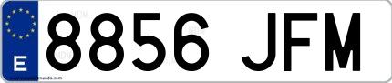 Ejemplo de matrícula de coche ordinaria 8856 JFM