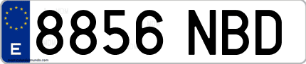 Ejemplo de matrícula de coche ordinaria 8856 NBD