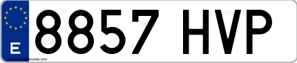 Ejemplo de matrícula de coche ordinaria 8857 HVP