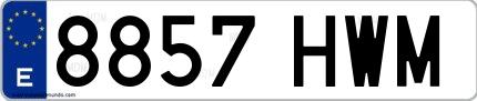 Ejemplo de matrícula de coche ordinaria 8857 HWM