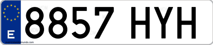 Ejemplo de matrícula de coche ordinaria 8857 HYH