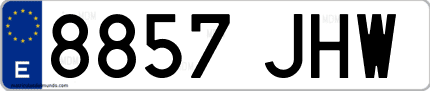 Ejemplo de matrícula de coche ordinaria 8857 JHW