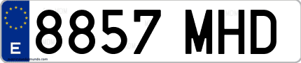 Ejemplo de matrícula de coche ordinaria 8857 MHD