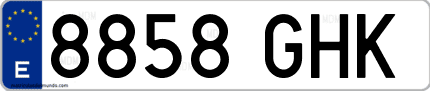 Ejemplo de matrícula de coche ordinaria 8858 GHK