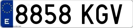 Ejemplo de matrícula española 8858 KGV