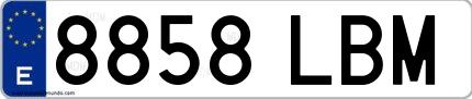 Ejemplo de matrícula española 8858 LBM
