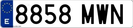 Ejemplo de matrícula española 8858 MWN