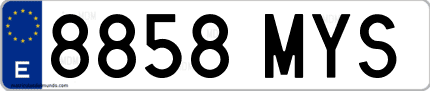 Ejemplo de matrícula de coche ordinaria 8858 MYS