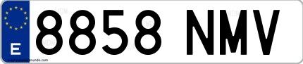 Ejemplo de matrícula española 8858 NMV