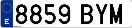 Ejemplo de matrícula de coche ordinaria 8859 BYM