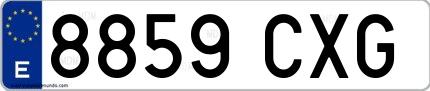 Ejemplo de matrícula española 8859 CXG