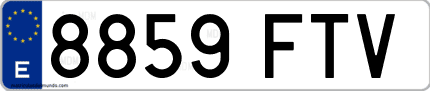 Ejemplo de matrícula de coche ordinaria 8859 FTV