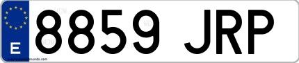 Ejemplo de matrícula española 8859 JRP