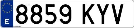 Ejemplo de matrícula española 8859 KYV