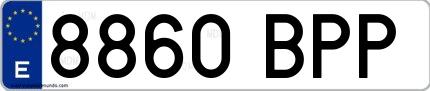 Ejemplo de matrícula española 8860 BPP