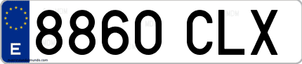 Ejemplo de matrícula de coche ordinaria 8860 CLX