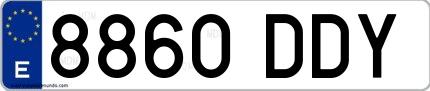 Ejemplo de matrícula española 8860 DDY