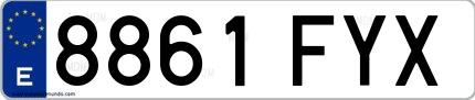 Ejemplo de matrícula española 8861 FYX
