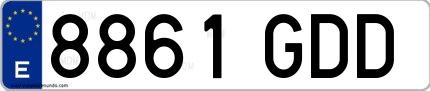 Ejemplo de matrícula española 8861 GDD