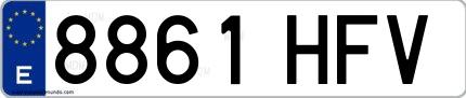 Ejemplo de matrícula española 8861 HFV
