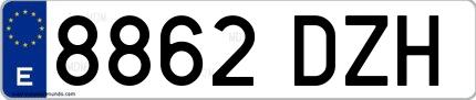 Ejemplo de matrícula española 8862 DZH