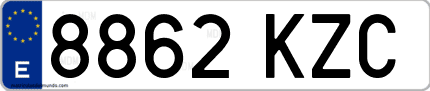 Ejemplo de matrícula de coche ordinaria 8862 KZC