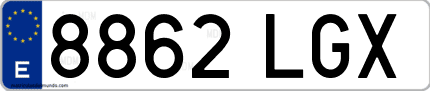 Ejemplo de matrícula de coche ordinaria 8862 LGX
