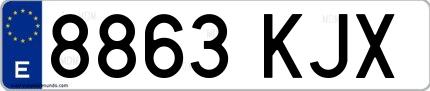 Ejemplo de matrícula española 8863 KJX