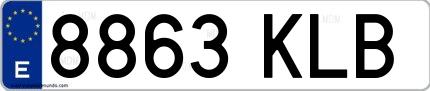 Ejemplo de matrícula española 8863 KLB