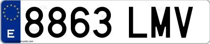 Ejemplo de matrícula española 8863 LMV