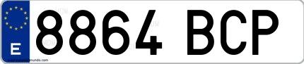 Ejemplo de matrícula española 8864 BCP