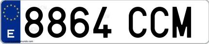Ejemplo de matrícula española 8864 CCM
