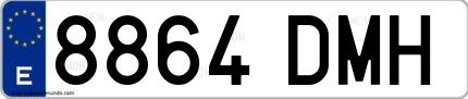 Ejemplo de matrícula española 8864 DMH
